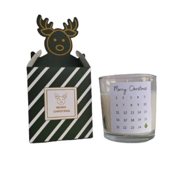 Christmas Calendar / Kερί σόγιας σε συσκευασία δώρου 240gr - αρωματικά κεριά, χριστουγεννιάτικα δώρα, κερί σόγιας, κεριά & κηροπήγια