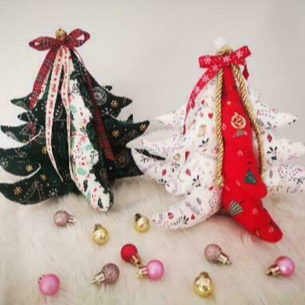 Υφασμάτινο Χριστουγεννιάτικο δεντράκι τρισδιάστατο - ύφασμα, διακοσμητικά, δέντρο - 3