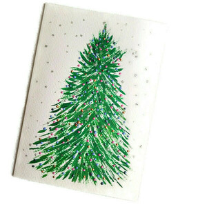 Χριστουγεννιάτικη κάρτα ζωγραφισμένη στο χέρι σχέδιο δέντρο - χαρτί, ευχετήριες κάρτες