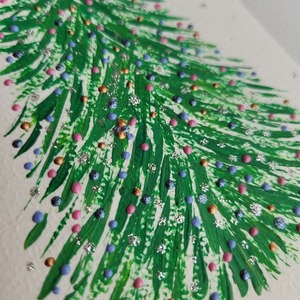 Χριστουγεννιάτικη κάρτα ζωγραφισμένη στο χέρι σχέδιο δέντρο - χαρτί, ευχετήριες κάρτες - 4