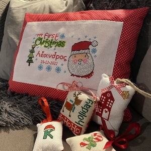 Χριστουγεννιάτικο προσωποποιημένο μαξιλάρι (30x40cm) - ύφασμα, μαμά, πρώτα Χριστούγεννα, προσωποποιημένα - 5