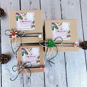 Χριστουγεννιάτικα Στολίδια Καλή Χρονιά Κουμπαράκια μας Σετ 4τμχ Κυπαρισσί - ύφασμα, ξύλο, χριστουγεννιάτικα δώρα, στολίδια, δώρα κουμπάρων - 4