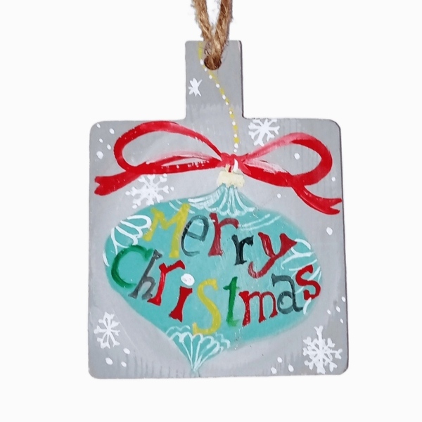 Χριστουγεννιάτικο στολίδι ζωγραφισμένο στο χέρι - ξύλο, διακοσμητικά