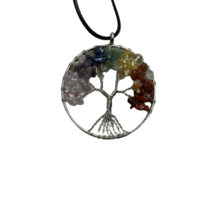 Tree of life - ημιπολύτιμες πέτρες, επάργυρα, μακριά, boho, μενταγιόν