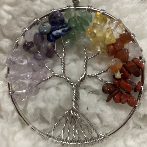 Tree of life - ημιπολύτιμες πέτρες, επάργυρα, μακριά, boho, μενταγιόν - 2