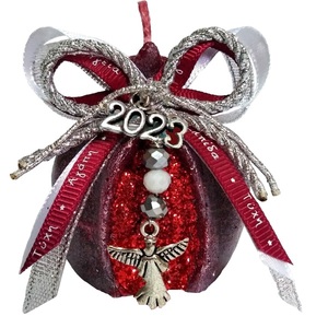 Γούρι 2024 αρωματικό κερί ρόδι μπορντό-κόκκινο 6×6cm - γούρι, ρόδι, χριστουγεννιάτικα δώρα, γούρια, πρωτοχρονιά, κεριά & κηροπήγια - 2