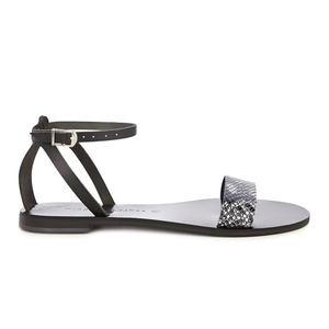 Ύδρα Black Python - δέρμα, μαύρα, αρχαιοελληνικό, φλατ, ankle strap - 2