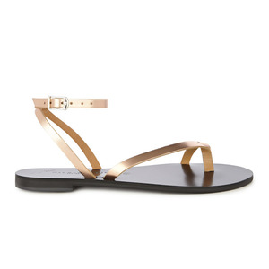 Ζάκυνθος Rose Gold - δέρμα, αρχαιοελληνικό, φλατ, ankle strap - 2