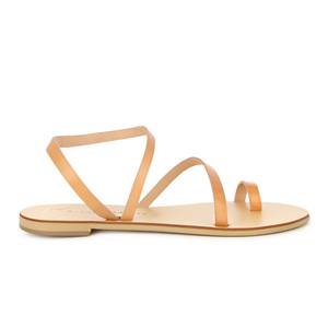 Ιθάκη Natural - δέρμα, ταμπά, αρχαιοελληνικό, φλατ, ankle strap - 2