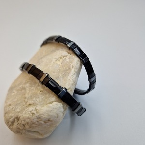 Ανδρικό βραχιόλι χεριού με αιματίτη και χάντρες Miyuki μαύρο - ημιπολύτιμες πέτρες, ανδρικά, minimal, χεριού, αυξομειούμενα - 3