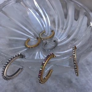 Helena Earrings Silver - ασήμι, στρας, κρίκοι, μικρά, ατσάλι - 2