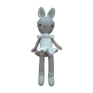 Πλεκτή κούκλα "Λαγουδάκι Μπαλαρίνα" amigurumi Μπεζ/Άσπρο - κορίτσι, μπαλαρίνα, λαγουδάκι, amigurumi - 2