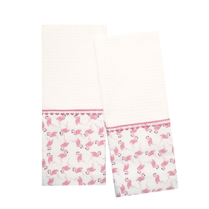 Χειροποίητη Βαμβακερή Πετσέτα Κουζίνας «Flamingo» 45x80cm - ύφασμα, δώρο, πετσέτες, προσωποποιημένα