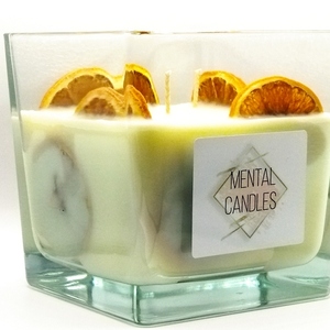 Κερί χειροποίητο αρωματικό Λευκό πορτοκάλι σε βάζο γυάλινο 12 Χ 12cm για ατελείωτες ώρες απόλαυσης - αρωματικά κεριά