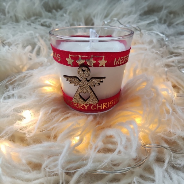 Christmas candle (red) - χριστουγεννιάτικα δώρα, κεριά - 2