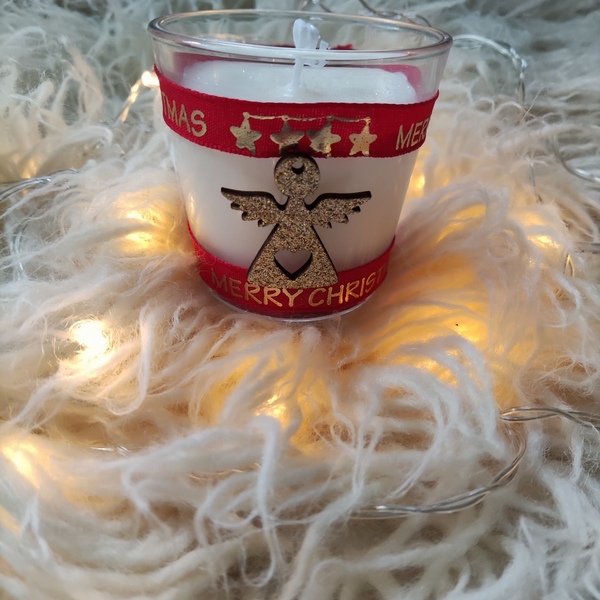 Christmas candle (red) - χριστουγεννιάτικα δώρα, κεριά - 3