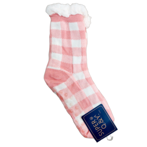 Χειμωνιάτικες Κάλτσες Ροζ με Γούνα Fluffy 36-41, Αντιολισθητικές