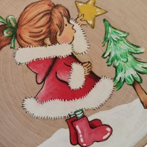 Προσωποποιημένο χειροποίητο χριστουγεννιάτικο ξύλινο στολίδι για κοριτσάκι - ξύλο, στολίδια, δέντρο - 3