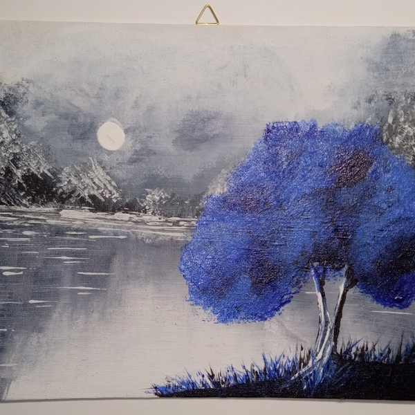 Καρτολίνο ζωγραφικής Μπλε δέντρο 24*30 - πίνακες & κάδρα, διακοσμητικό παιδικού δωματίου - 2