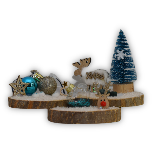 Επιτραπέζιος Διακοσμητικός Ξύλινος Πολύχρωμος Κορμός Χριστουγεννιάτικο Χωριό 15x21εκ - ξύλο, διακοσμητικά, πρωτότυπα δώρα, δέντρο
