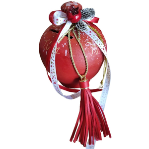 Χειροποίητος κεραμικός κουμπαράς κόκκινος (15cm) - πηλός, κουμπαράδες, χριστουγεννιάτικα δώρα, γούρια, γούρι 2023