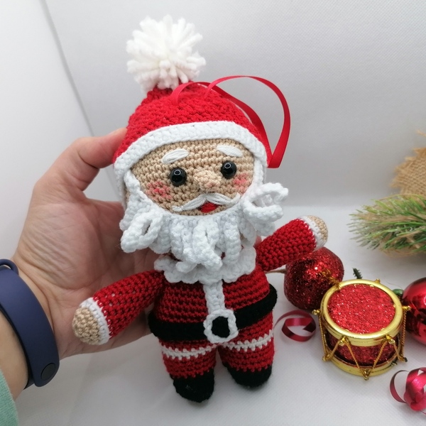 Χριστούγεννιατικη χειροποίητη Πλεκτή κούκλα Άγιος Βασίλης - λούτρινα, amigurumi, χριστουγεννιάτικα δώρα, άγιος βασίλης, Black Friday - 3