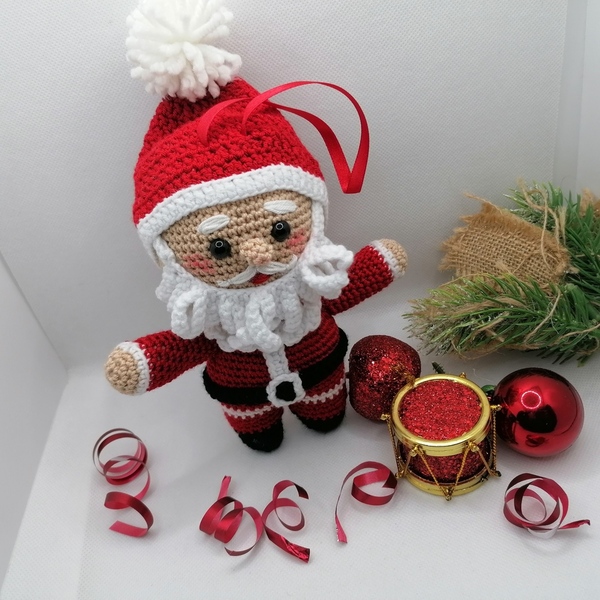 Χριστούγεννιατικη χειροποίητη Πλεκτή κούκλα Άγιος Βασίλης - λούτρινα, amigurumi, χριστουγεννιάτικα δώρα, άγιος βασίλης, Black Friday - 4