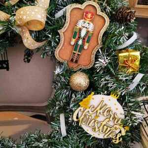 Χριστουγεννιάτικο στεφάνι 45 εκατοστών σε λευκές και χρυσές αποχρώσεις - ύφασμα, στεφάνια, διακοσμητικά, αγγελάκι - 4