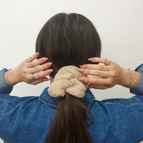 "Teddy Bear" Scrunchy - ύφασμα, λαστιχάκια μαλλιών