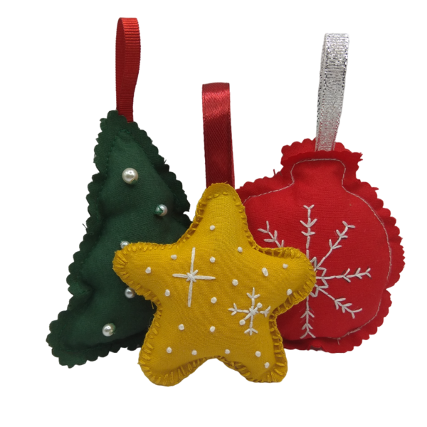 Σετ Χριστουγεννιάτικα Στολίδια - ύφασμα, αστέρι, χιονονιφάδα, στολίδια, δέντρο