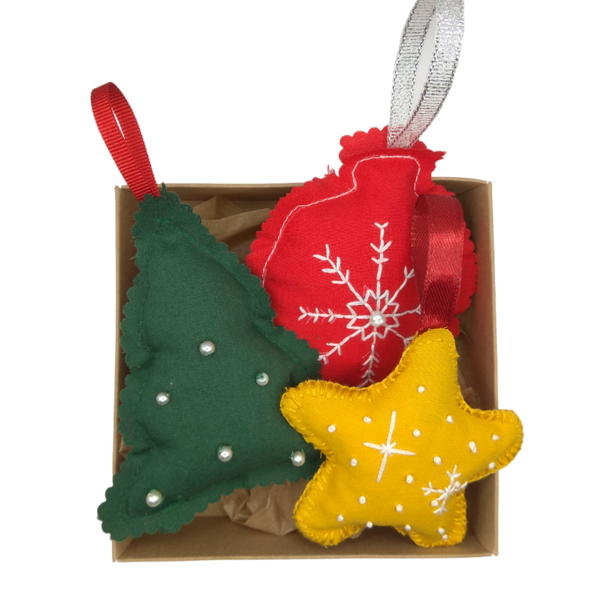 Σετ Χριστουγεννιάτικα Στολίδια - ύφασμα, αστέρι, χιονονιφάδα, στολίδια, δέντρο - 2
