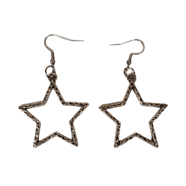 Σκουλαρίκια σε σχήμα αστεριού - αλπακάς, αστέρι, μέταλλο, κοσμήματα, κρεμαστά