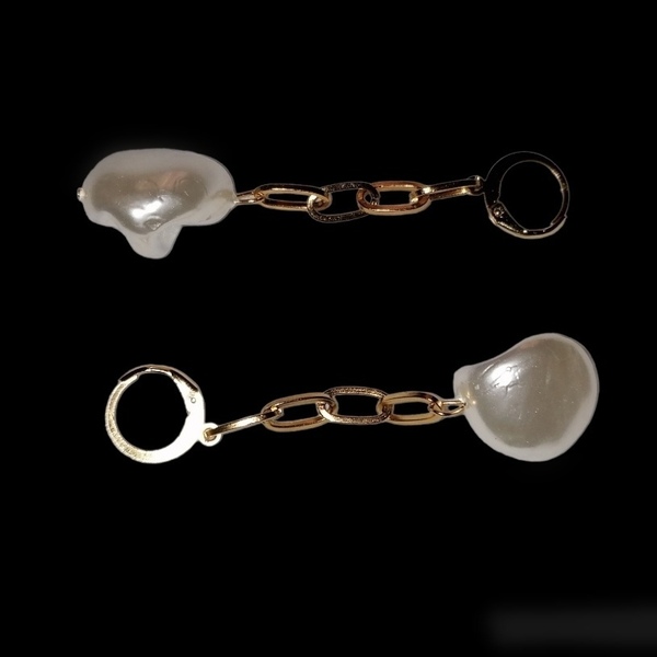 Σκουλαρικια "Styliani"με pearl shell και επιχρυσωμενο ατσάλι - ημιπολύτιμες πέτρες, επιχρυσωμένα, ατσάλι, κρεμαστά, μεγάλα - 3