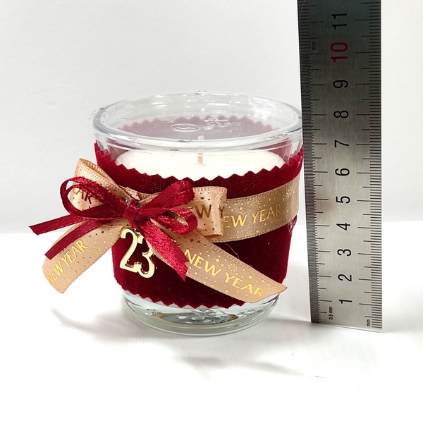 Γούρι 2023 αρωματικό κερί κορδέλα Happy new year - vintage, γυαλί, χριστουγεννιάτικα δώρα, κεριά & κηροπήγια, γούρι 2023 - 3