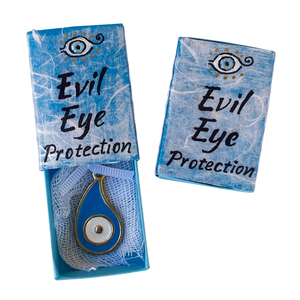 Γαλάζιο διακοσμητικό γούρι με μάτι φυλαχτό σε σπιρτόκουτο 5.3x3.5x1.7εκ - χαρτί, evil eye, διακοσμητικά, γούρια, φυλαχτά