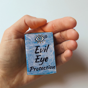 Γαλάζιο διακοσμητικό γούρι με μάτι φυλαχτό σε σπιρτόκουτο 5.3x3.5x1.7εκ - χαρτί, evil eye, διακοσμητικά, γούρια, φυλαχτά - 5