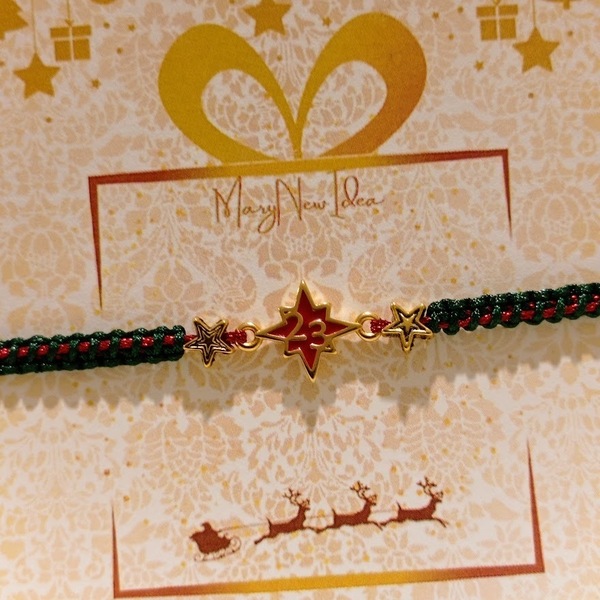 Βραχιόλι γούρι αστέρι 23 μακραμέ - αστέρι, κορδόνια, χριστουγεννιάτικα δώρα, αυξομειούμενα, γούρια - 5