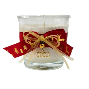 Γούρι 2023 αρωματικό κερί κορδέλα τάρανδοι - vintage, γυαλί, χριστουγεννιάτικα δώρα, κεριά & κηροπήγια, γούρι 2023