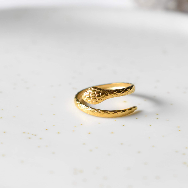 Ατσάλινο δαχτυλίδι με σκαλιστό σχέδιο φίδι - ατσάλι, αυξομειούμενα - 4