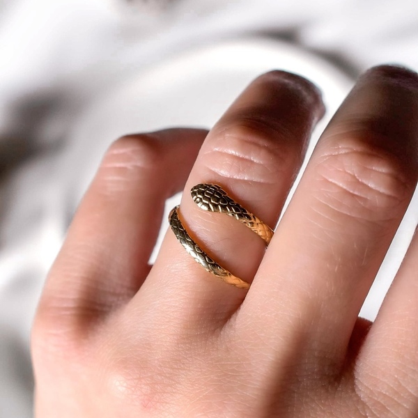 Ατσάλινο δαχτυλίδι με σκαλιστό σχέδιο φίδι - ατσάλι, αυξομειούμενα - 5