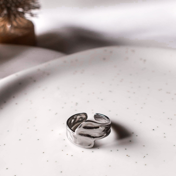 Ατσάλινο δαχτυλίδι με σφυρήλατη όψη - ασημί - σφυρήλατο, minimal, ατσάλι, αυξομειούμενα