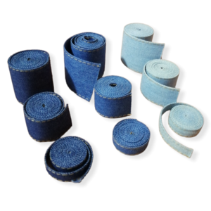Σετ με 9 τζιν κορδέλες 1-3 cm/Γαλάζιο, μπλε, μπλε σκούρο/1 μέτρο - για τα μαλλιά, υλικά κοσμημάτων, υλικά κατασκευών