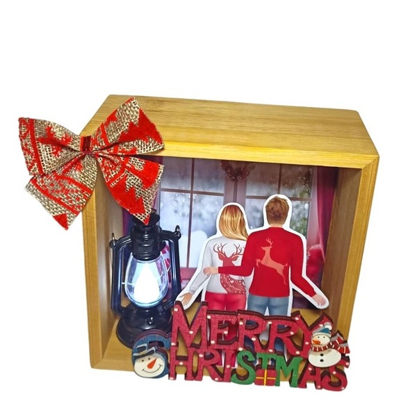 Ξύλινο χριστουγεννιάτικο διακοσμητικό ζευγάρι σε παράθυρο 17*17 - ξύλο, ιδιαίτερο, διακοσμητικά, χριστουγεννιάτικα δώρα, ζευγάρι