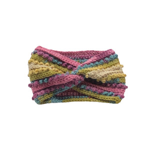 Κορδέλα μαλλιών πλέκτη headband πολύχρωμη Μοβ ροζ λεμόνι pines - νήμα, για τα μαλλιά, πλεκτές κορδέλες, δώρα για γυναίκες, headbands