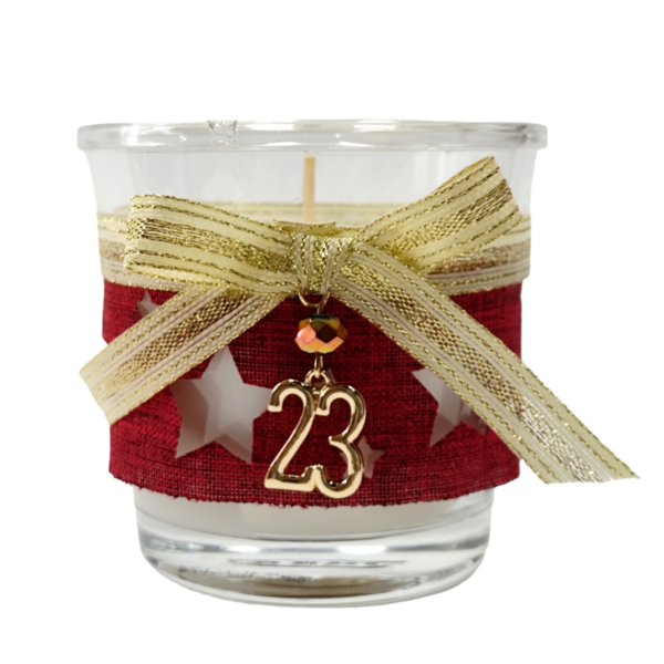 Γούρι 2023 αρωματικό κερί κορδέλα - vintage, γυαλί, χριστουγεννιάτικα δώρα, κεριά & κηροπήγια, γούρι 2023