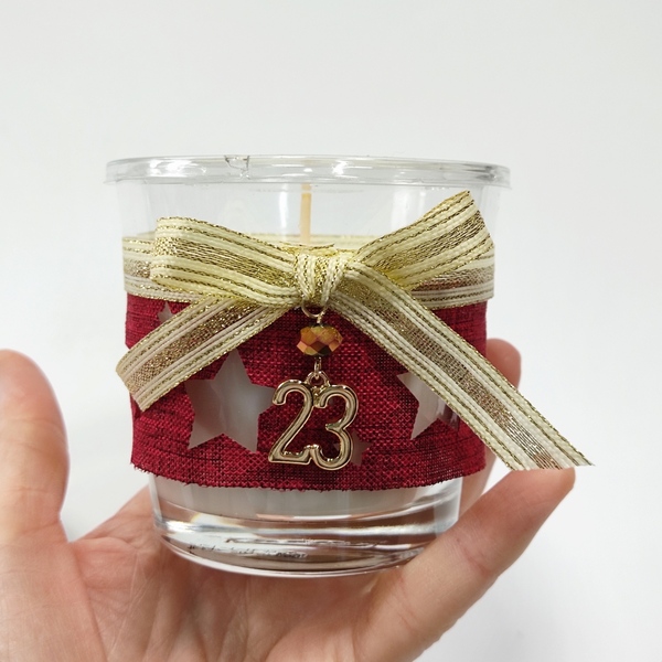 Γούρι 2023 αρωματικό κερί κορδέλα - vintage, γυαλί, χριστουγεννιάτικα δώρα, κεριά & κηροπήγια, γούρι 2023 - 3