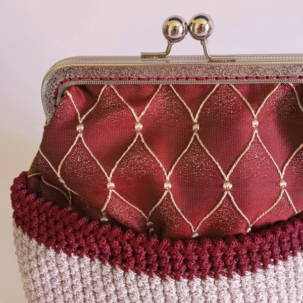 Γυναικεία πλεκτή τσάντα χειρός, clutch, vintage, σε ανοιχτό ροζ χειροποίητη - νήμα, φάκελοι, clutch, χειρός, βραδινές - 2