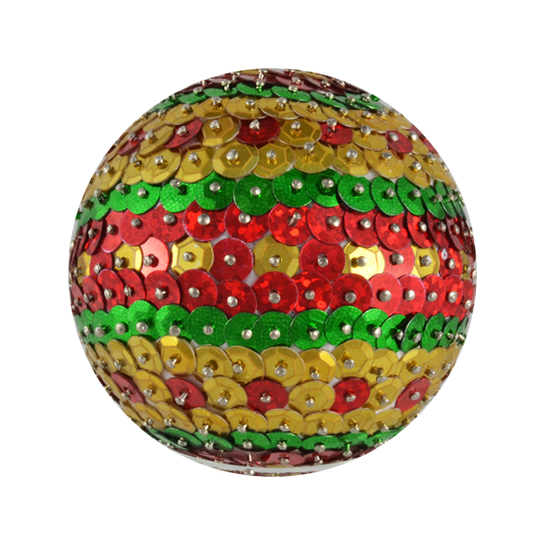 Μπάλα Χριστουγεννιάτικη ΒΟΥΛΕΣ χρυσό κόκκινο πράσινο, περίμετρος 26cm - πλαστικό, στολίδια, μπάλες