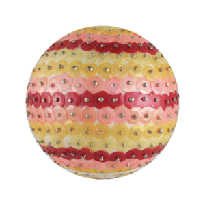 Μπάλα Χριστουγεννιάτικη ΡΙΓΕ φούξ-ροζ-σομόν, περίμετρος 20cm - πλαστικό, στολίδια, μπάλες
