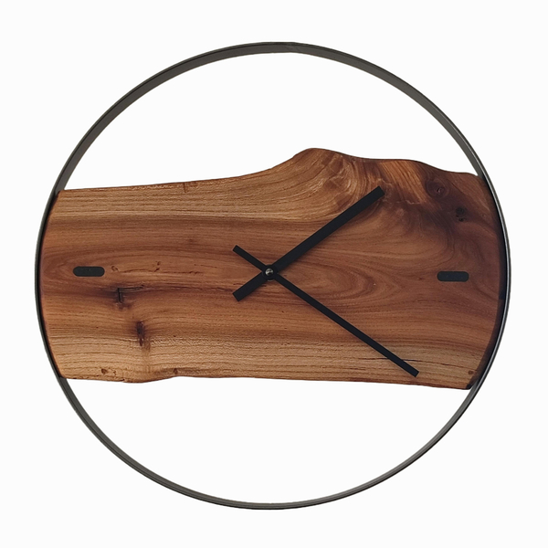 Ρολόι τοίχου "Ulme 1" κατασκευασμένο από μέταλλο και ξύλο.Διαμετρος φ38cm. - ξύλο, τοίχου, χειροποίητα, ξύλινα διακοσμητικά τοίχου
